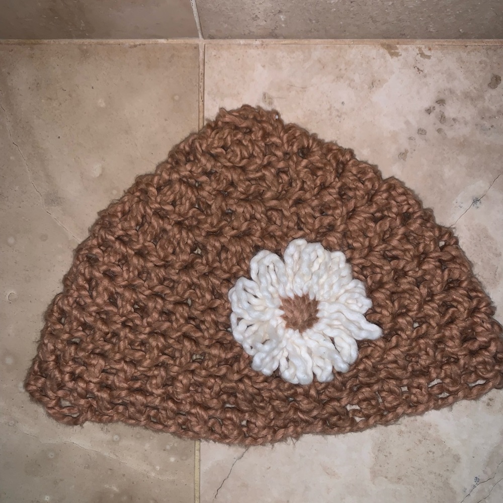 Kids Crochet Beanie with a Flower. Handmade from a Specialty Boutique.